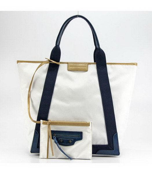 Balenciaga Canvas Tote Bag con pelle Interno in Bianco